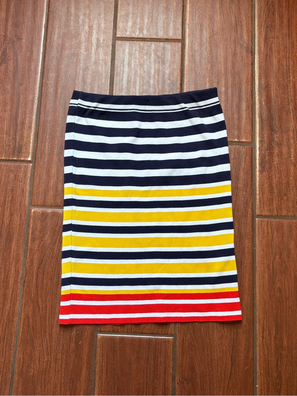 Urban Outfitters Navy, White, Yellow & Red Striped Pencil Skirt